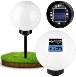 Masterled Napelemes LED lámpa, Kerti Gömb, 0.24W, 20lm, Hideg 6500K, 360°, Alkonyérzékelővel, Fekete, Fehér, IP44, Masterled (LVTSOL0610)