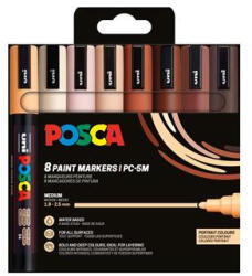 uni Dekormarker készlet, 1, 8-2, 5 mm, UNI "Posca PC-5M", 8 különböző portré szín (TUPC5M8DBP) - officepantry