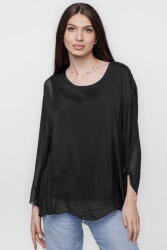 SHOPIKA Bluza din matase si vascoza cu maneca clopot, neagra Talie unica