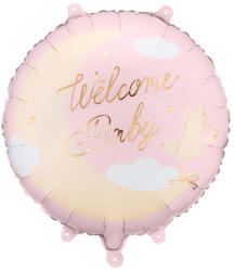  Fólia lufi „Welcome Baby felirattal, világos rózsaszín, 35x35 cm (FB350-081J)