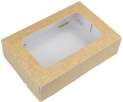  Papírdoboz barna kraft lekerekített ablakkal 19x13x5cm, ételcsomagolás (SZID-03032)