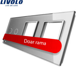 LIVOLO Panou intrerupator dublu cu touch si 2 prize Livolo din sticla SmartElectro IntelligentHouse (VL-P702/E/E-6I)