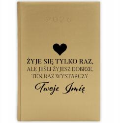 FunnyCase Könyvnaptár 2026 Csak Egyszer Élsz Arany Tervező Ajándék Minták (Kalendarz Złoty ŻYJE SIĘ TYLKO RAZ)