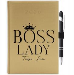  Naptár 2026 Arany Ajándék A Neved Boss Lady Fogantyú Radír Toll (KALENDARZ A5 2026 TERMINARZ BOSS LADY)