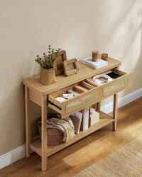 Vasagle Boho konzolasztal, 2 fiók, világosbarna (LNT016Y57)