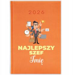 FunnyCase Könyvnaptár 2026 Legjobb Főnök *név* Narancssárga Ajándék Minták (Kalendarz Pomarańczowy NAJLEPSZY SZEF *IMIĘ*)