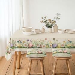 Lenjerii Deosebite Fata de masa Paste bumbac 100% cu flori de primavara si oua, 140x320cm, Egly Fata de masa