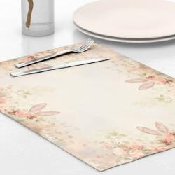 Lenjerii Deosebite Suport farfurie 35x45cm, set 4 bucati din bumbac, Elon floral pastelat si iepuras Fata de masa