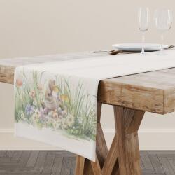 Cotton Club® Napron Paste 40x150cm bumbac 100% cu flori, iepurasi si oua, Tuli Fata de masa