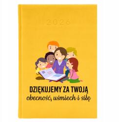 FunnyCase Naptár A5 2026 Sárga Pedagógusnapi Ajándék Jelenlétért és Mosolyért (Kalendarz Żółty Za Obecność I Uśmiech)