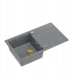 Quadron EVAN 111 mosogató, GraniteQ, silver stone, arany elemek, 860×500×210mm, 1 kamrás, süllyesztett (HCQE8650U5_PVDG1_P2O)