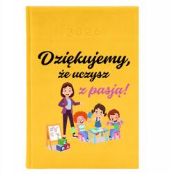 FunnyCase Naptár A5 2026 Sárga Pedagógusnapra Köszönet, Szenvedélyesen Tanít (Kalendarz Żółty Dziękujemy, Uczysz Z Pasją)