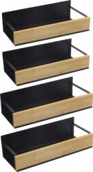 Mobikon Set 4 polite otel negru bambus maro Zober 2 x 27x8, 5x7, 5 cm, 2 x 29, 5x9, 5x7, 5 cm (0000400577) Raft