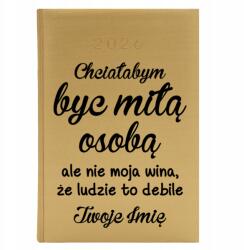  Könyvnaptár A5 2026 Arany Tervező Korpo Szeretnék Kedves Személy lenni (Kalendarz A5 2026 Chciałabym Być Miłą Osobą)
