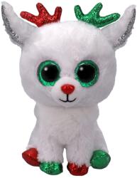 Ty Beanie Boos Snowdrop Ren de Craciun 15 cm Ochi Verzi Stralucitori (T37383)