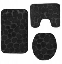  3db-os Fürdőszobaszőnyeg szett Fekete Nedvszívó Csúszásgátló Szőnyeg (Zestaw 3szt dywaników łazienkowych komplet)