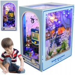  3D Puzzle Könyvtámasz Diy Miniatűr Led Házikó 18X15X9.8CM (231012SU02-4Q)