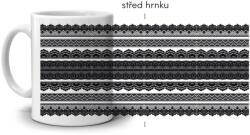  Fehér kerámia bögre 330ml képpel - fekete csipkeminta (HRNEK-90X82-BILY-293)