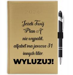  Naptár 2026 Arany Motivációs Ajándék Lazítás Fogantyú Radír Toll (KALENDARZ A5 2026 TERMINARZ WYLUZUJ)