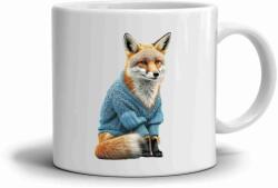  Fehér kerámia bögre 330ml képpel - róka pulóverben (HRNEK-90X82-BILY-554)