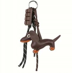  Táska Dísz, tacskó Kutya, zsinóros Kutyus, Csokoládé színű charm, Kulcstartó (01442)