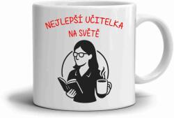  Fehér kerámia bögre 330ml képpel - legjobb tanár (piros változat) (HRNEK-90X82-BILY-446)