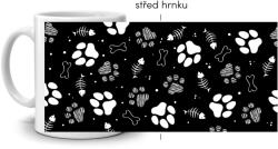  Fehér kerámia bögre 330ml képpel - kutyamancsok (sötét téma) (HRNEK-90X82-BILY-456)
