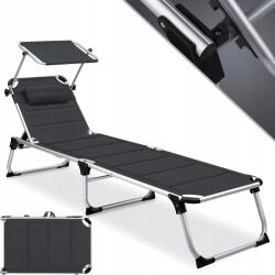 KESSER Sun Premium napozóágy, alumínium, napellenző, párnázott, 4 állítható magasság, szürke (LEZAK SKLADANY DO OPALANIA)