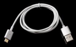  Töltő mikro USB kábel mágneses rögzítéssel - 1m - ezüst (10150999A)