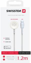 SWISSTEN fonott fém mágneses kábel Apple Watch-hoz, USB-A 1, 2 m - fehér (22065501)
