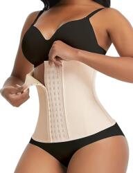 FeelinGirl Corset modelator talie FeelinGirl, Bej, Latex natural, 9 balene otel, Control abdomen, Marime 3XL