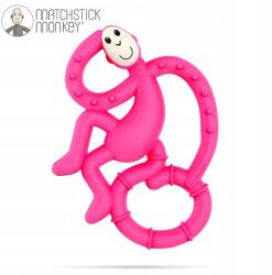 Matchstick Monkey Mini szenzoros szilikon rágóka, rózsaszín fogkefével (MM-MMT-003)