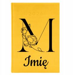  Naptár A5 2026 Sárga Ajándék Határidőnapló Személyre szabott M *név* Minták (Kalendarz 2026 Żółty M *IMIĘ*)