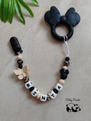 Baby Panda Névre szóló rágcsalánc - Minnie masni - fekete