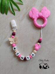 Baby Panda Névre szóló rágcsalánc - Minnie masni - rózsaszín
