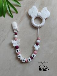 Baby Panda Névre szóló rágcsalánc - Minnie masni - fehér