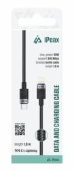 iPEAX Textil kábel USB-C / villám 1 m, USB 2.0 - fekete (90010102)