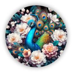  60x60mm kör alakban - virágos páva (MAGNET-60X60-KRUH-69)