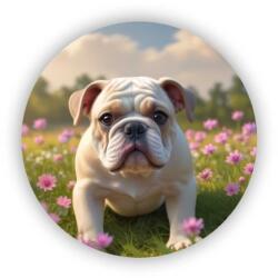  65x65mm-es kör alakú mágnes - bulldog a réten (MAGNET-65X65-KRUH-1)