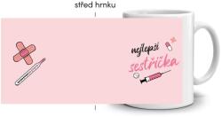  Fehér kerámia bögre 330ml képpel - legjobb nővér (rózsaszín téma) (HRNEK-90X82-BILY-363)