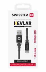 SWISSTEN adatkábel aramid erősítésű USB/USB-C 1, 5m - antracit (71541010)
