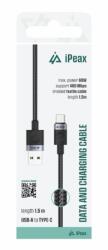  iPEAX Textil kábel USB-A / USB-C 1, 5 m, USB 2.0 - fekete (90010108)