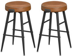 VASAGLE ECHO Bárszék 2 db, varrott műbőr borítás, barna, 63 cm magas - edeco