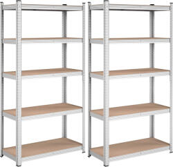 SONGMICS Polcos állvány, 175kg polconkénti teherbírással, ezüst, barna 180x90x40cm