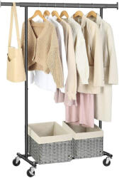 SONGMICS Gurulós ruhaállvány, fekete 92-132x45x160cm