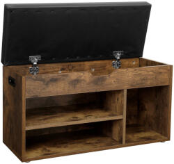 VASAGLE Cipőtároló pad, párnázott ülőfelülettel, rusztikus barna 80x44x30cm