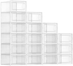 SONGMICS Cipőtároló doboz, egymásra rakható műanyag tároló 18db, átlátszó 33 x 23 x 14cm
