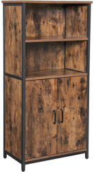 VASAGLE Tárolószekrény két ajtóval és nyitott polcokkal, rusztikus barna 60x35x124cm