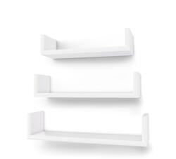 SONGMICS 3 darabos lebegő polc szett magasfényű bevonattal, fehér 30/35/40cm - edeco