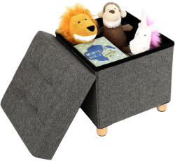 SONGMICS Összecsukható vászon tárolópuff, sötétszürke 38x38x40cm